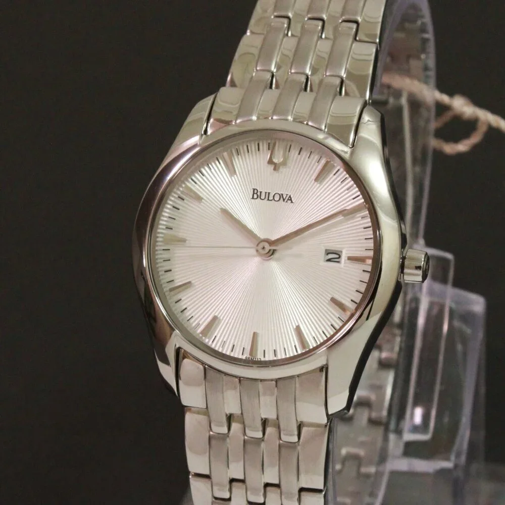 Bulova Ladies Classic Watch Silver Textured Dial Raised Indices Stainless 29mm - Picture 7 of 13